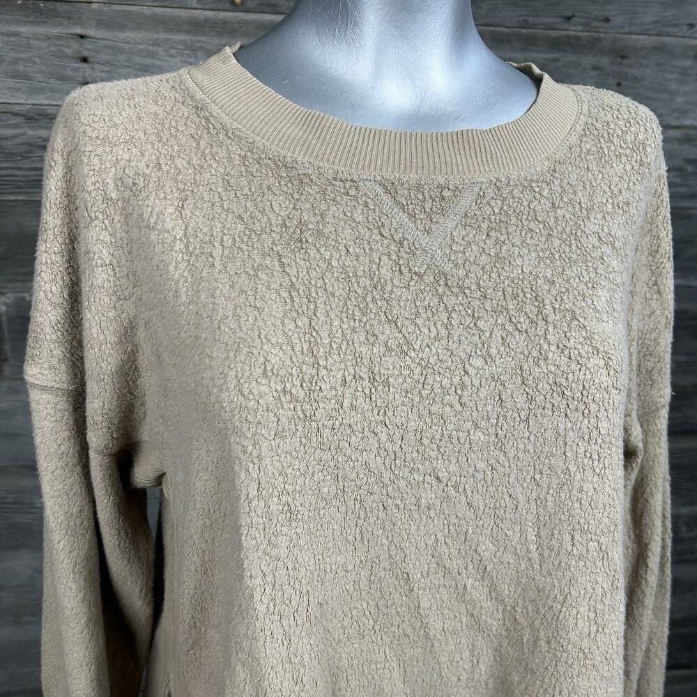 Aerie Chilled Out Sherpa Sweatshirt XS Beige Oversized Top Cozy Lounge - Picture 3 of 9